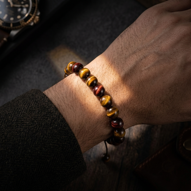 اقتدار در نگاه؛ دستبند سنگی چشم ببر (Tiger’s Eye) اصل