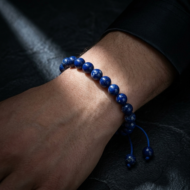 شکوهِ آسمانِ شب؛ دستبند سنگی لاجورد (Lapis Lazuli) اصل