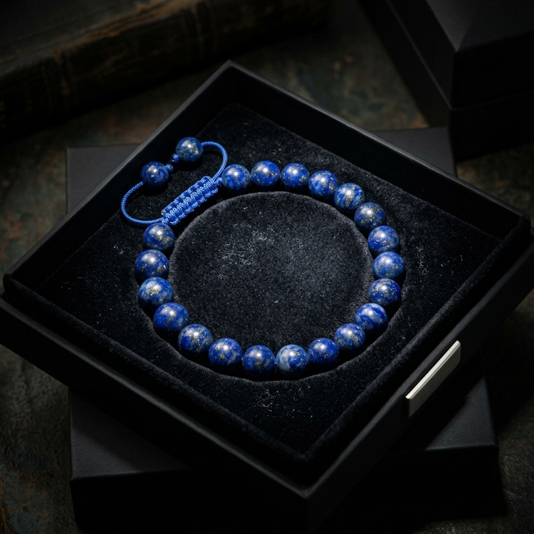 شکوهِ آسمانِ شب؛ دستبند سنگی لاجورد (Lapis Lazuli) اصل